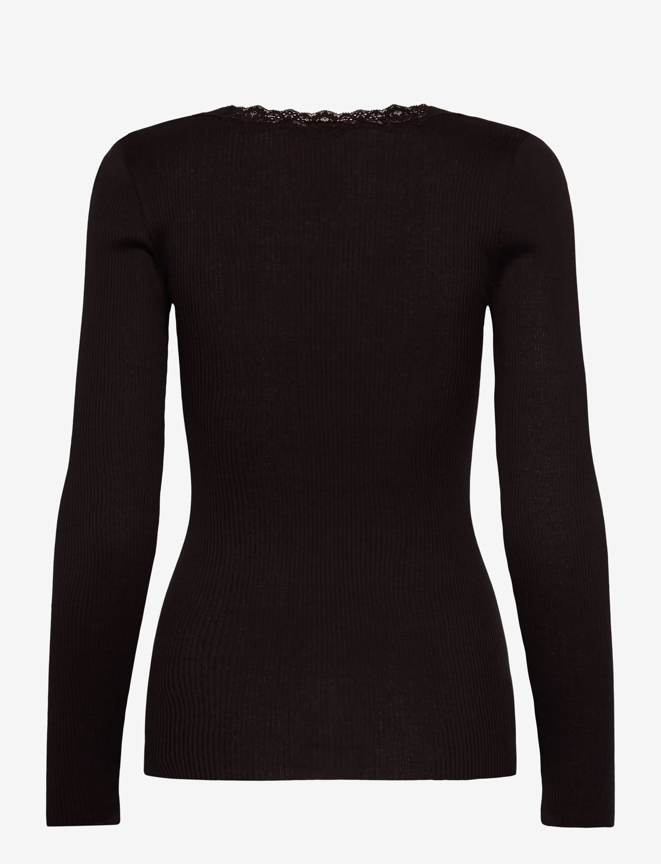 Rosemunde - Silk t-shirt w/ lace - langærmede toppe - ganache - 1