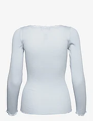 Rosemunde - Silk t-shirt w/ lace - long-sleeved tops - heather sky - 1