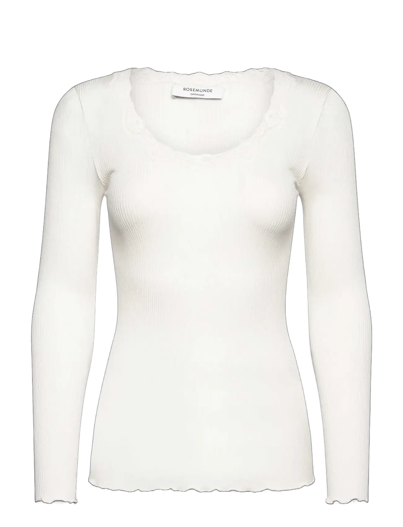 Rosemunde RWBabette Silk LS U-neck Lace T-shirt - Rosemunde - IVORY / cream