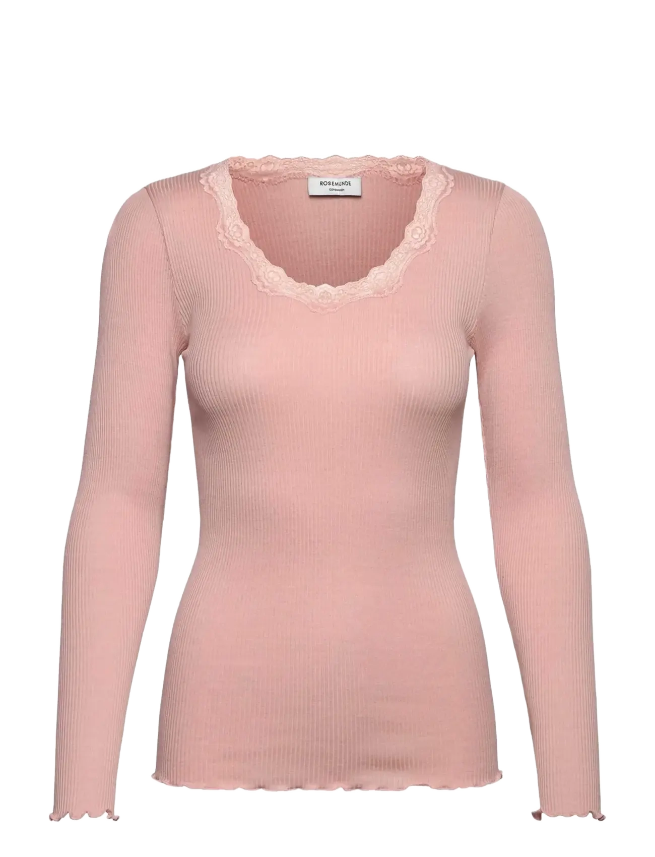 Rosemunde RWBabette Silk LS U-neck Lace T-shirt - New arrivals - ROSE SMOKE / pink/rose