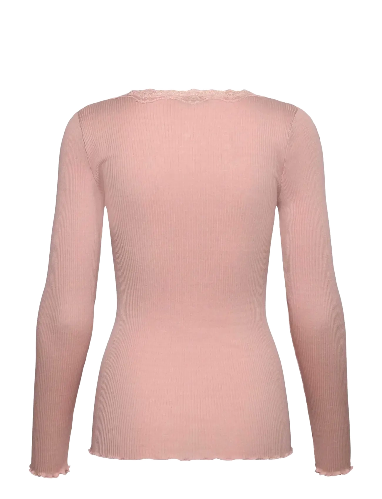 Rosemunde - RWBabette Silk LS U-neck Lace T-shirt - langærmede toppe - rose smoke - 1