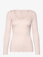 RWBabette LS U-neck Lace T-shirt - SOFT ROSE