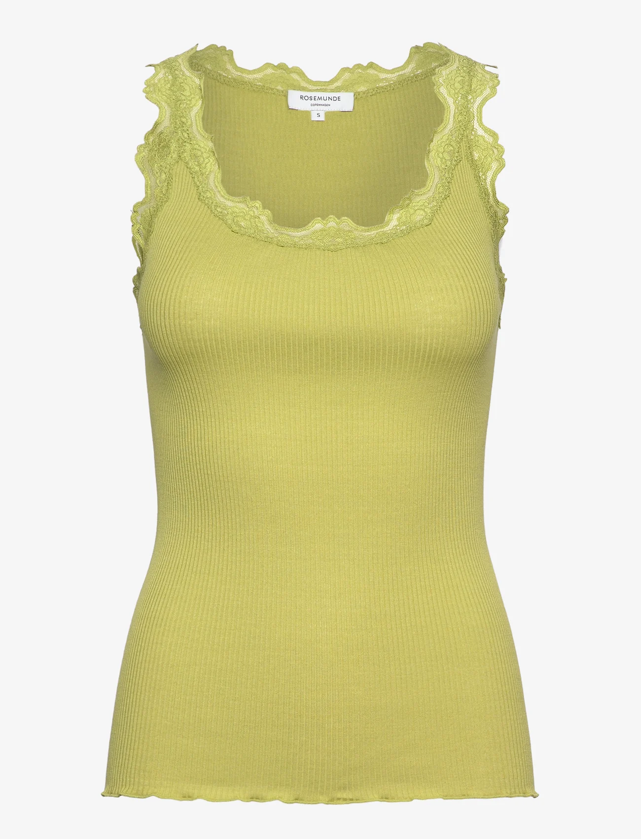 Rosemunde - Silk top w/ lace - sleeveless tops - avokado green - 0