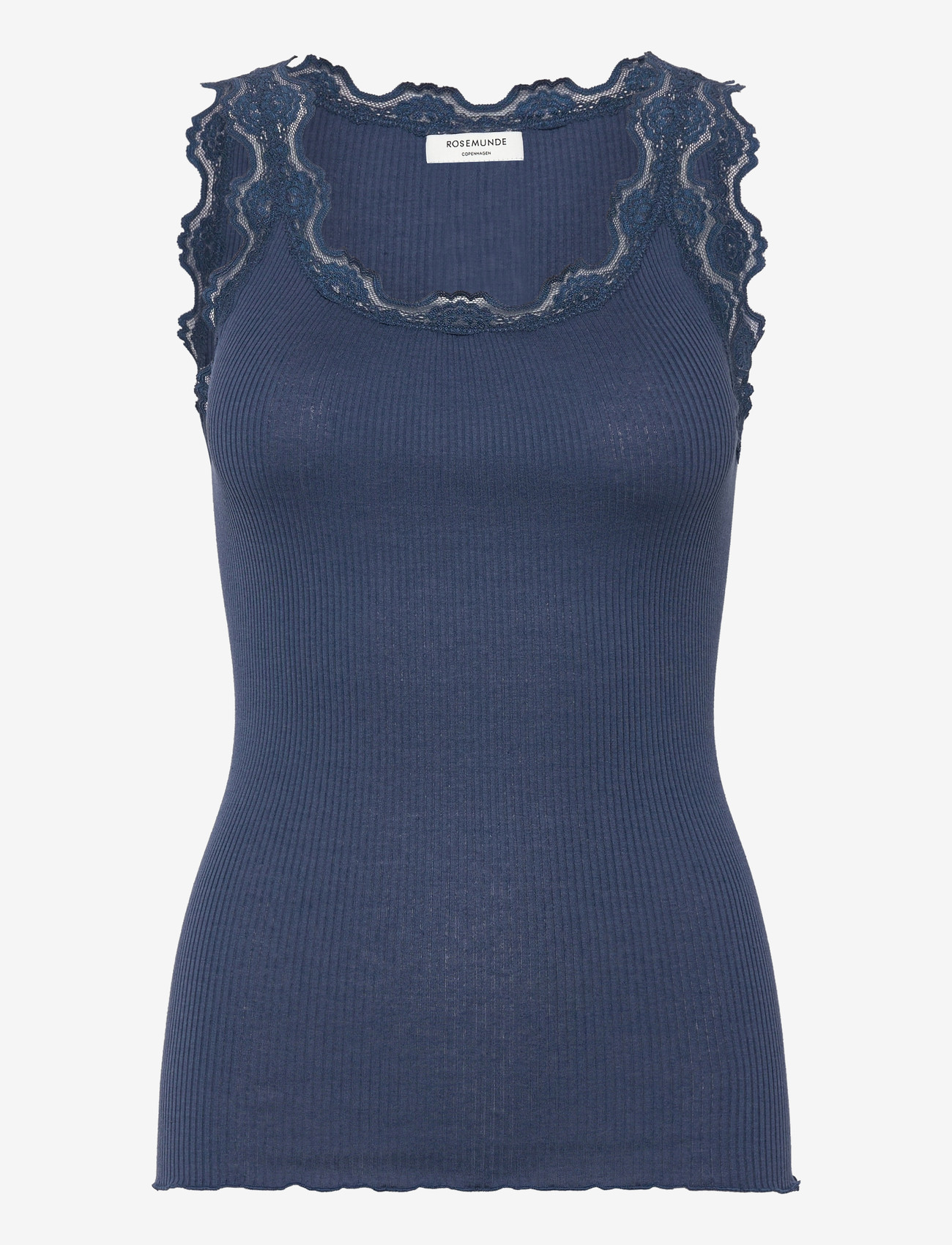 Rosemunde - RWBabette Silk SL U-neck Lace Top - linnen - ensign blue - 0