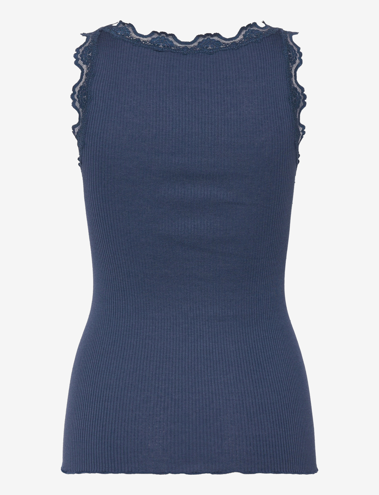 Rosemunde - RWBabette Silk SL U-neck Lace Top - linnen - ensign blue - 1