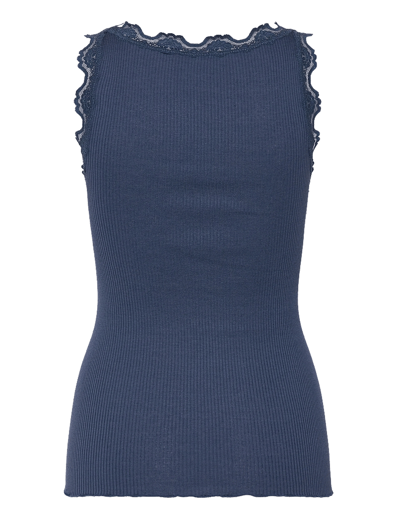 Rosemunde - RWBabette Silk SL U-neck Lace Top - linnen - ensign blue - 1
