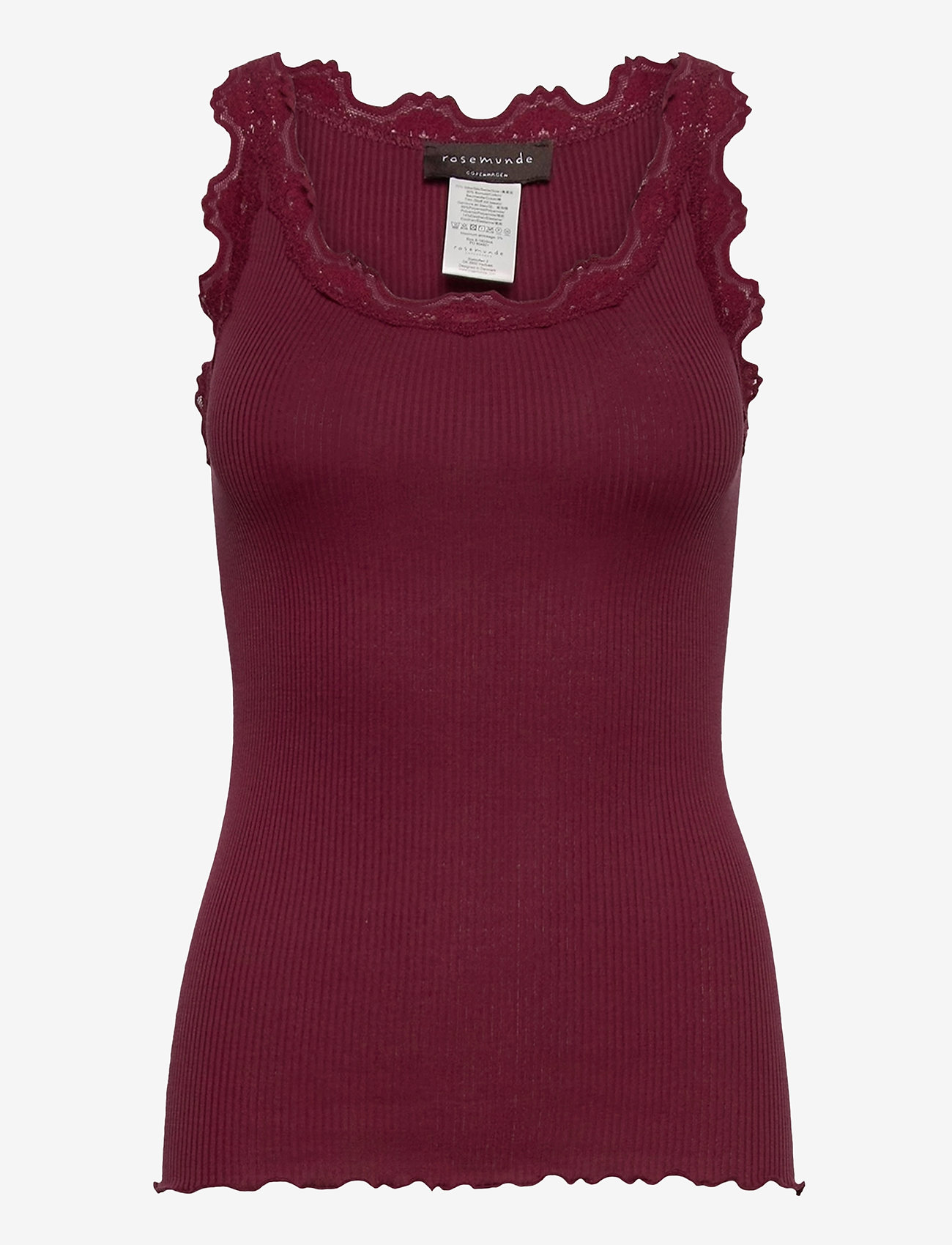 Rosemunde - RWBabette Silk SL U-neck Lace Top - laveste priser - grape - 0
