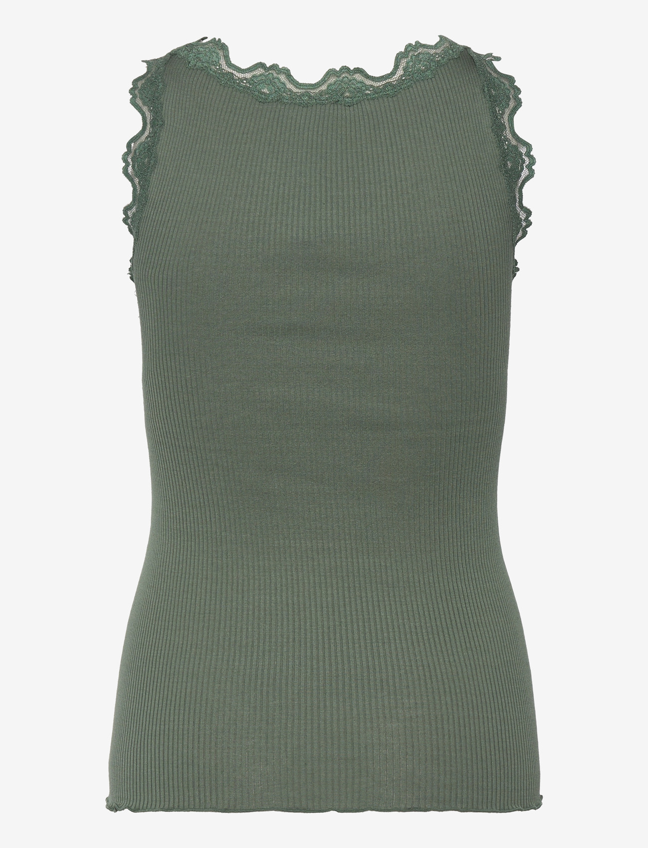 Rosemunde - RWBabette Silk SL U-neck Lace Top - linnen - laurel wreath - 1