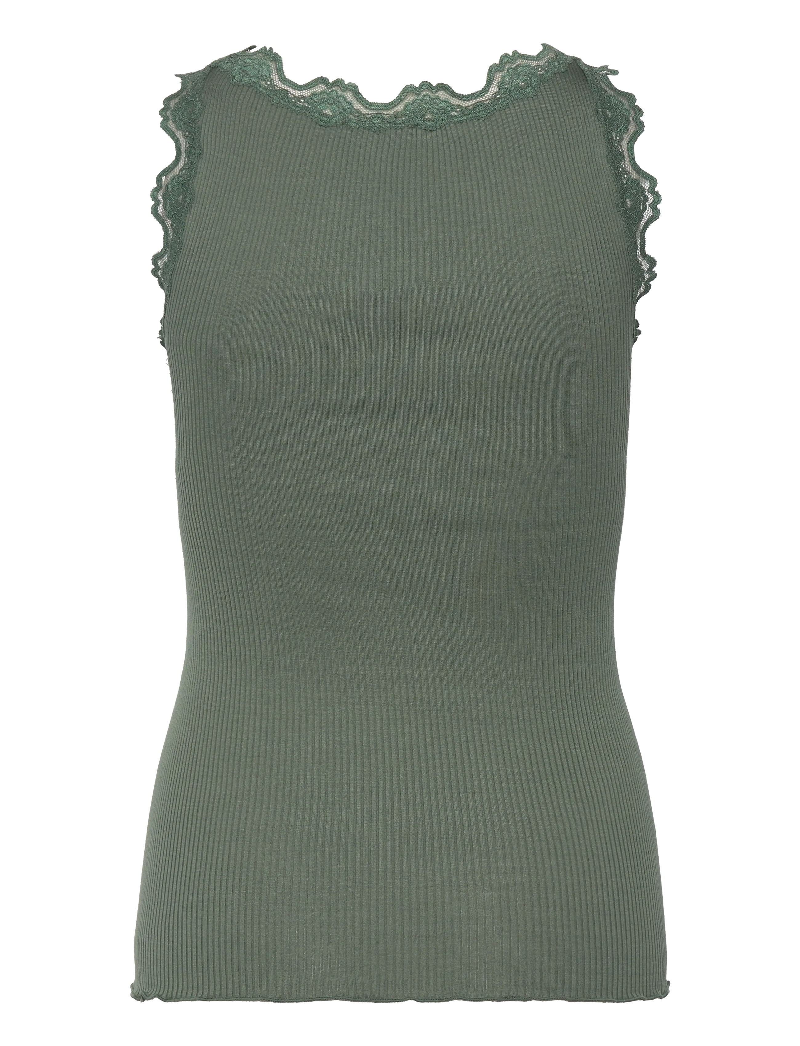 Rosemunde - RWBabette Silk SL U-neck Lace Top - linnen - laurel wreath - 1