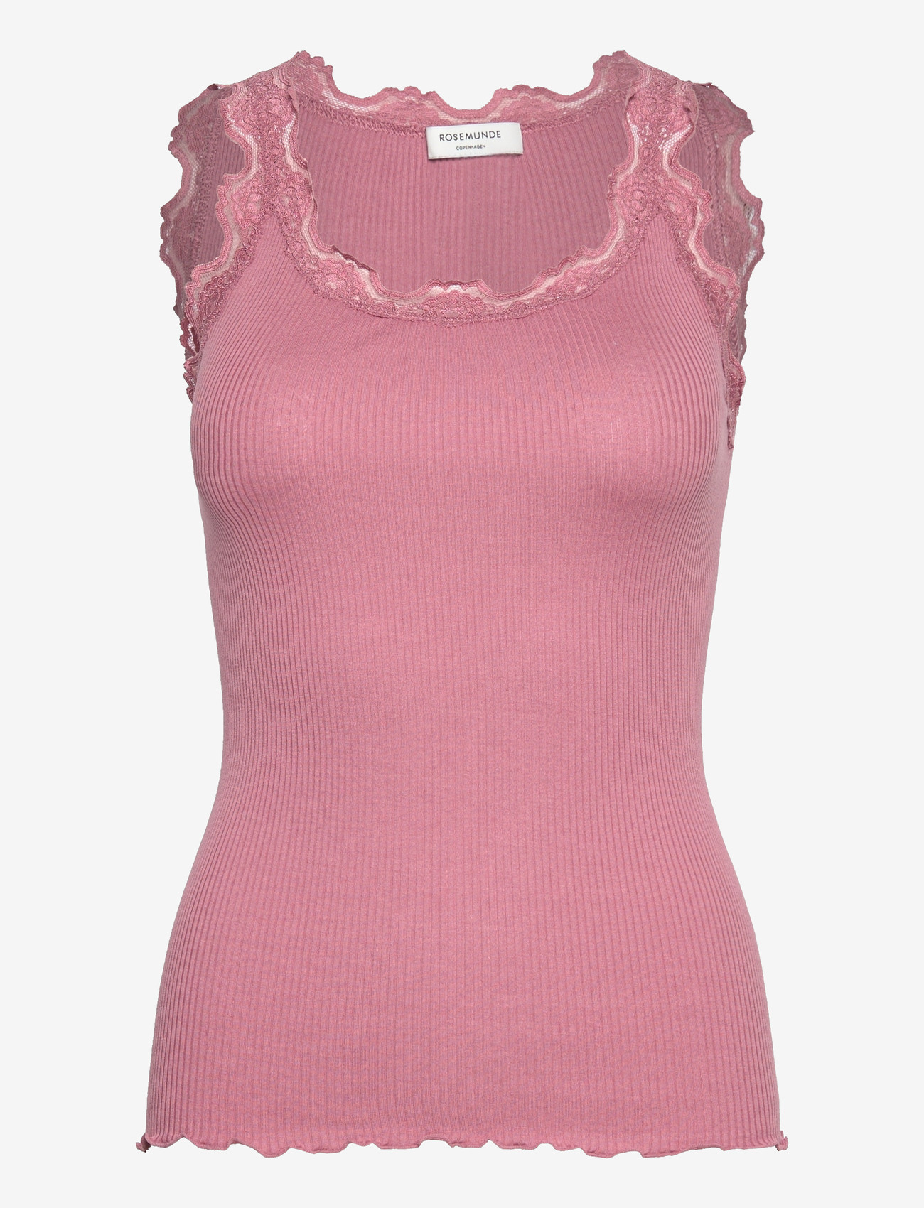 Rosemunde - RWBabette Silk SL U-neck Lace Top - tanktops - nostalgia rose - 0
