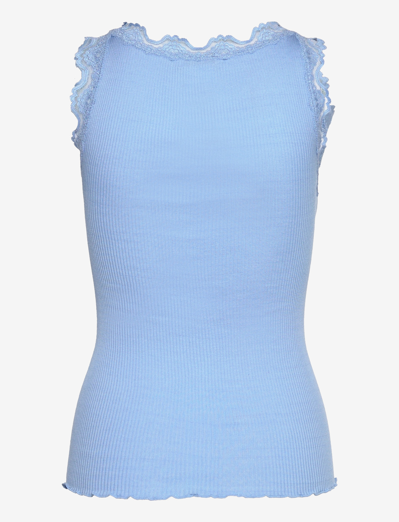Rosemunde - RWBabette Silk SL U-neck Lace Top - tanktops - placid blue - 1