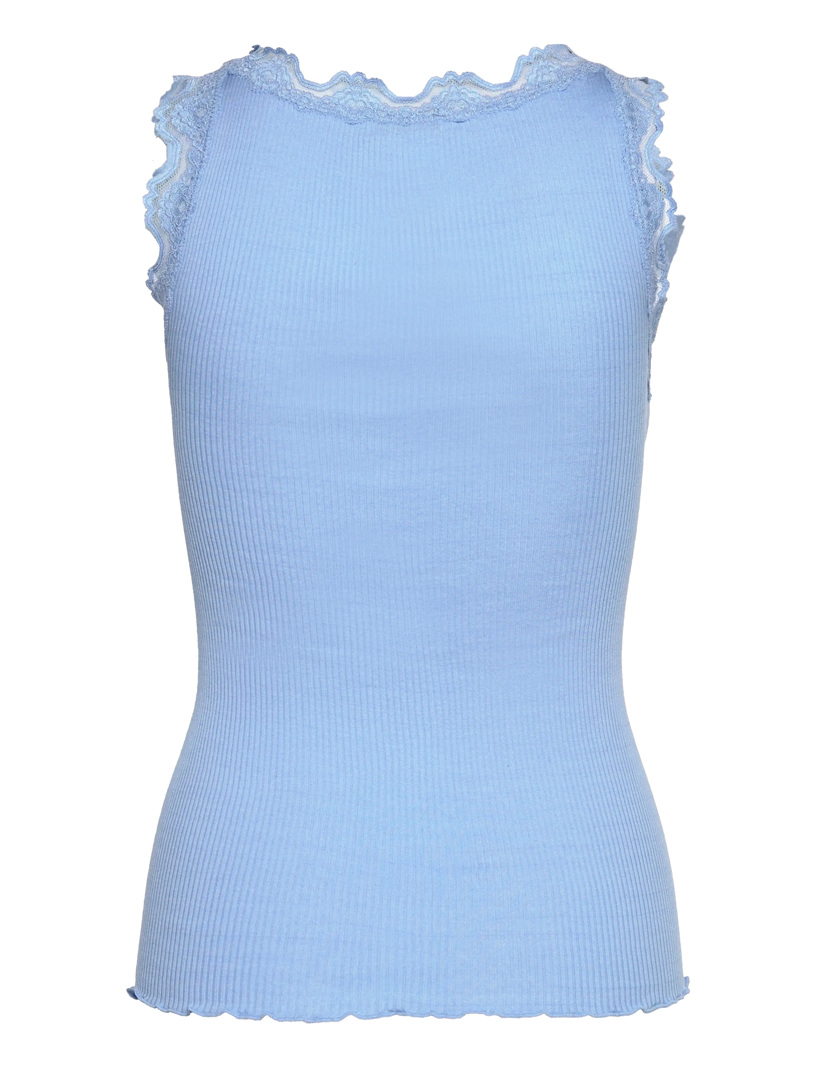 Rosemunde - RWBabette Silk SL U-neck Lace Top - sleeveless tops - placid blue - 1