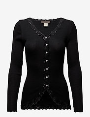 Silk cardigan w/ lace - BLACK