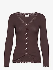 Rosemunde - Silk cardigan w/ lace - cardigans - black brown - 0