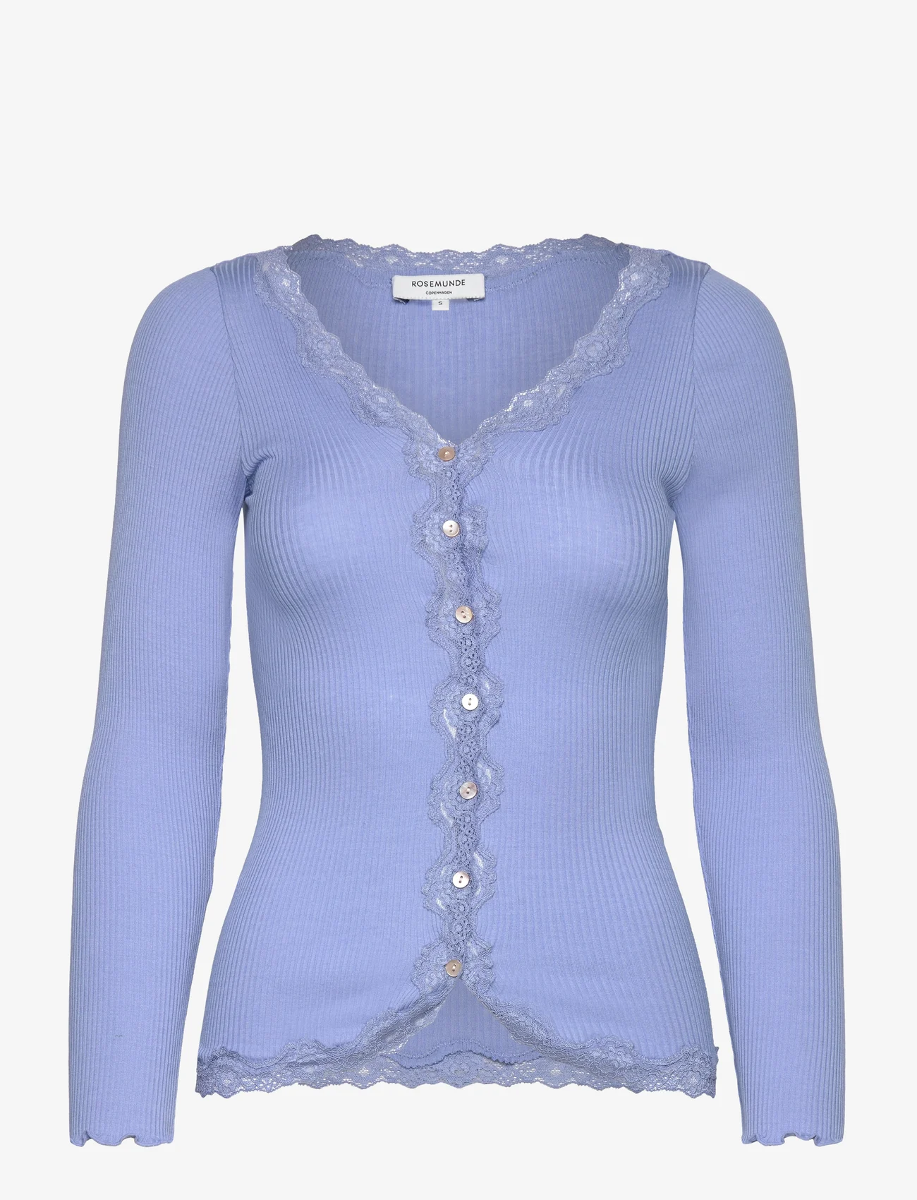Rosemunde - Silk cardigan w/ lace - gebreide vesten - blue heaven - 0