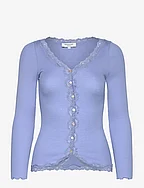 Silk cardigan w/ lace - BLUE HEAVEN