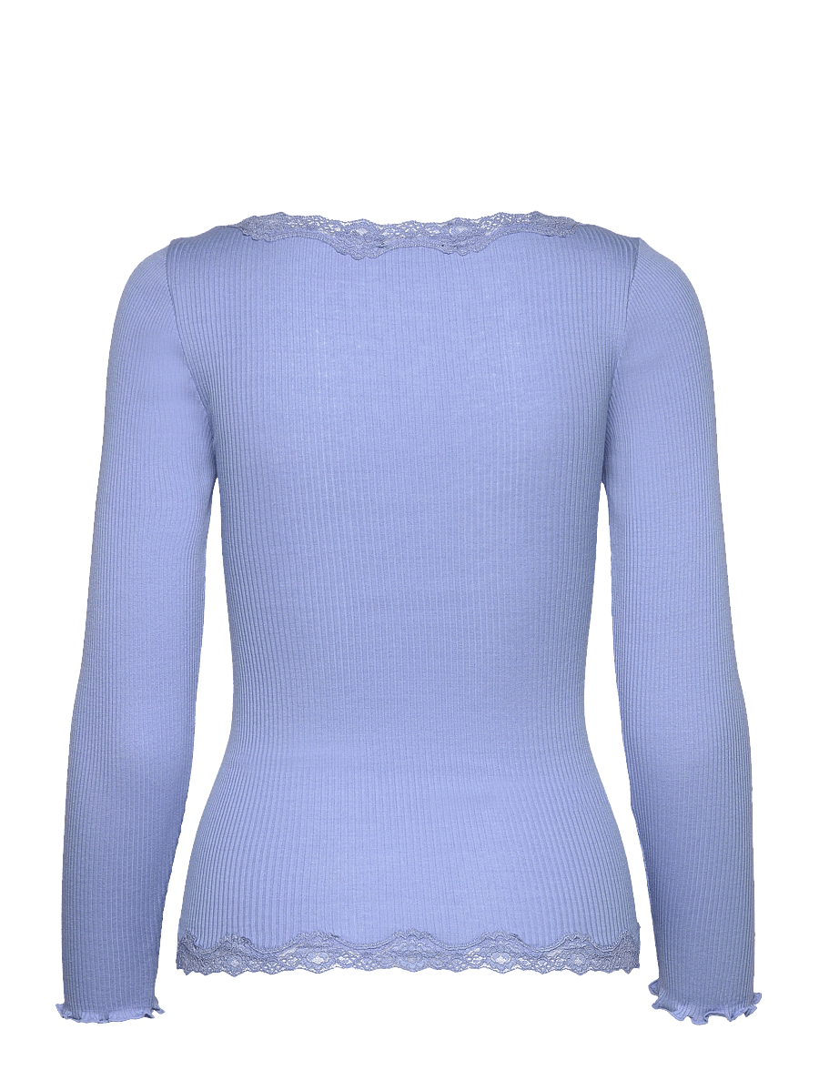 Rosemunde - RWBabette Silk LS V-neck Lace Cardigan - cardigans - blue heaven - 1
