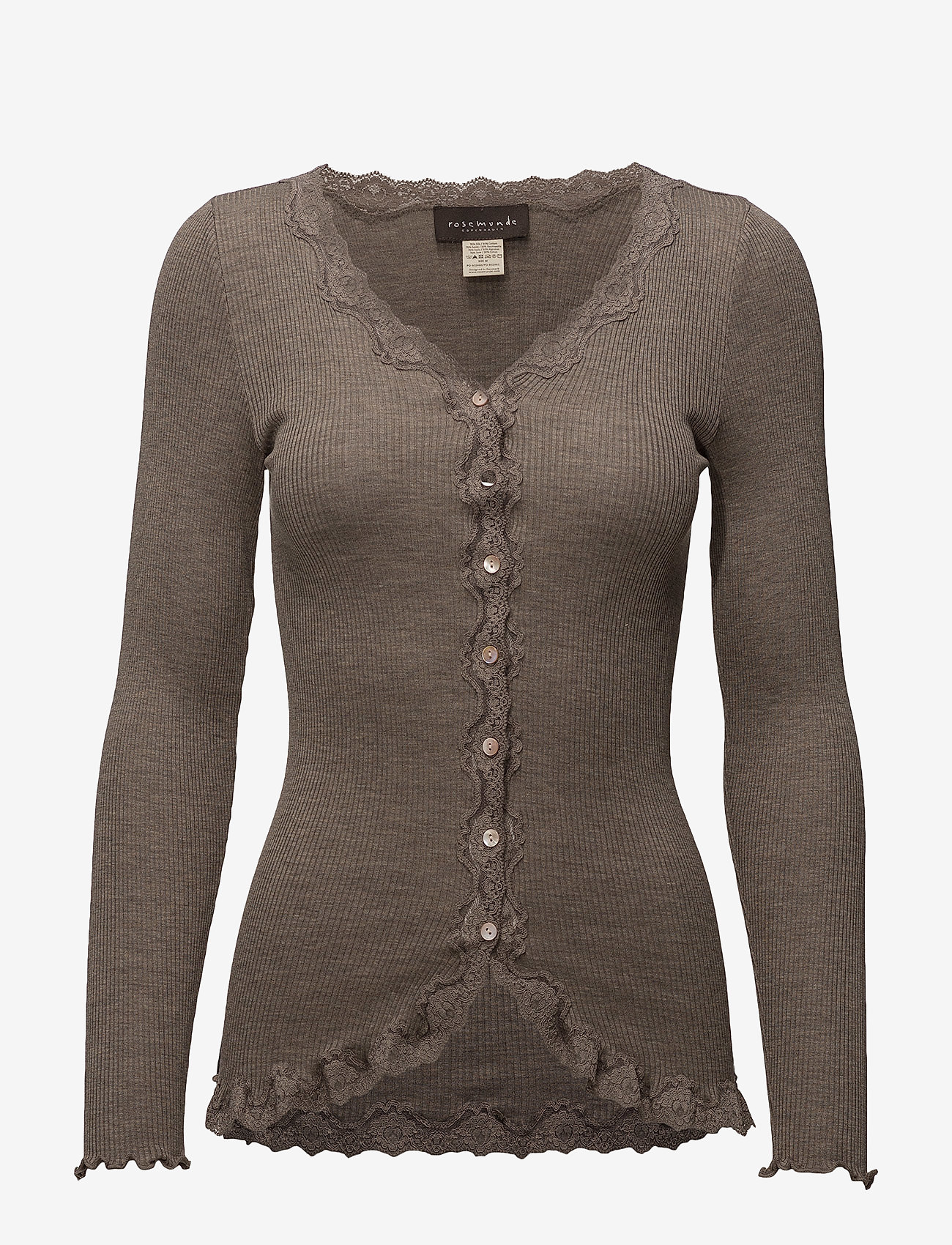 Rosemunde Rwbabette Silk Ls V-Neck Lace Cardigan, M, Beige, Strik > Cardigans, Dame