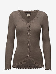 Rosemunde - Silk cardigan w/ lace - swetry rozpinane - brown melange - 0