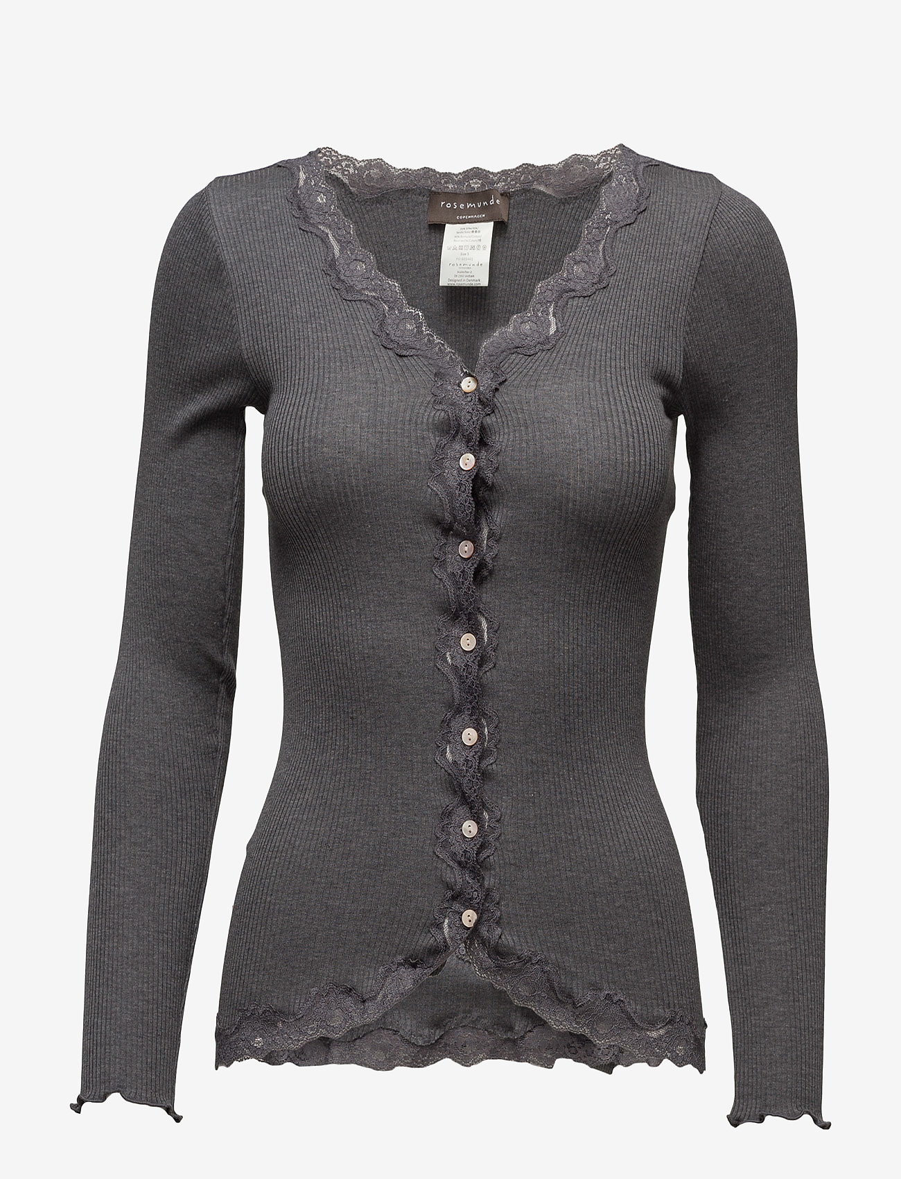 ROSEMUNDE Rwbabette Silk Ls V-Ausschnitt Strickjacke Cardigan Grau - XS - Damen