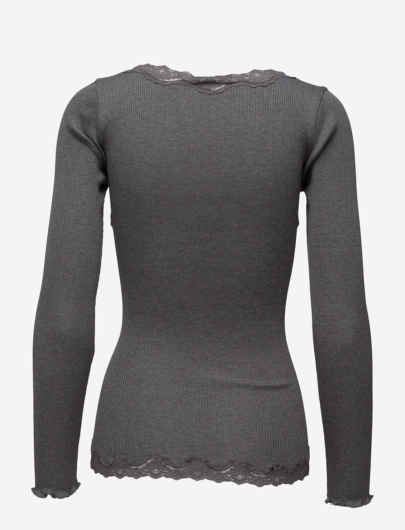Rosemunde - RWBabette Silk LS V-neck Lace Cardi - muotitrendit - dark grey melange - 2