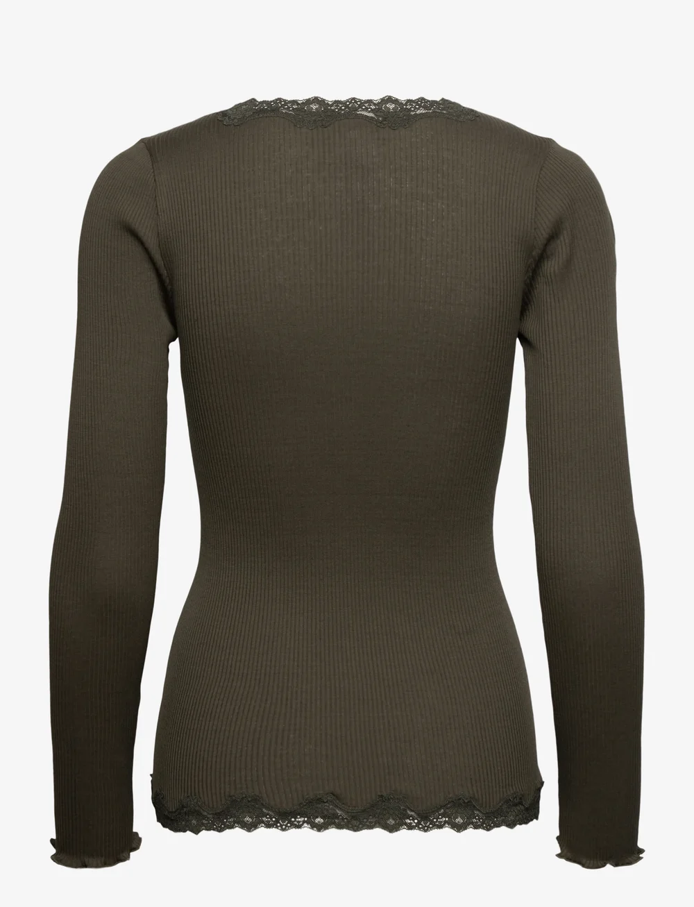 Rosemunde - RWBabette Silk LS V-neck Lace Cardi - long-sleeved tops - forrest night - 1