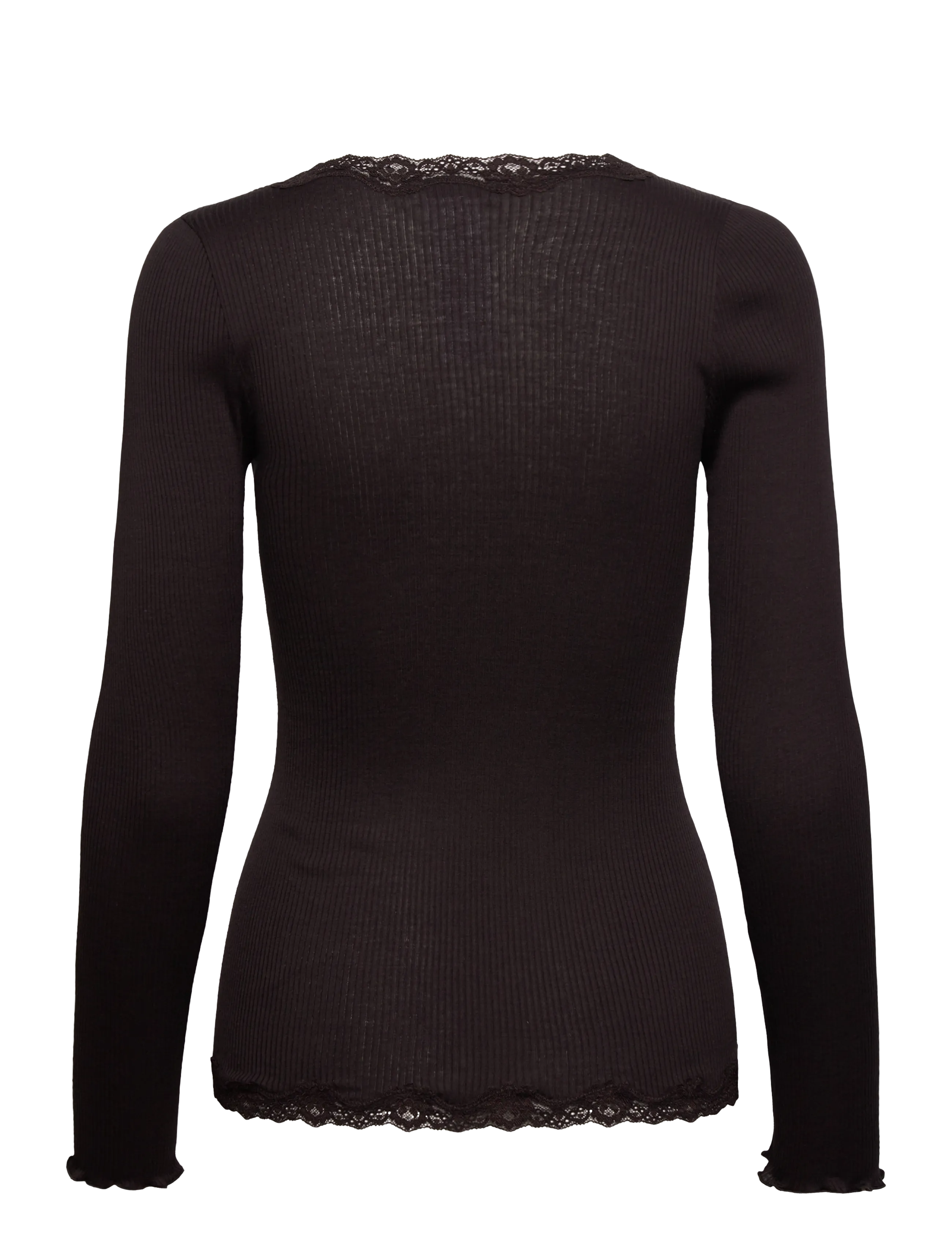 Rosemunde - RWBabette Silk LS V-neck Lace Cardi - kardiganai - ganache - 2