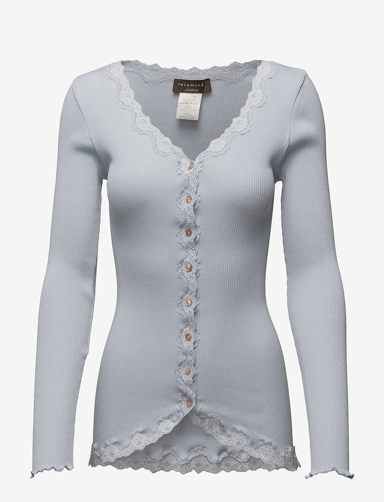 Rosemunde - RWBabette Silk LS V-neck Lace Cardi - cardigans - heather sky - 0