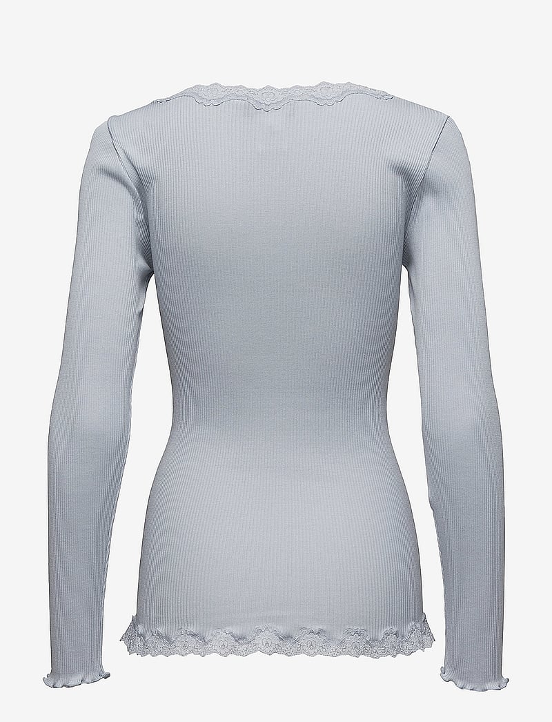 Rosemunde - RWBabette Silk LS V-neck Lace Cardi - cardigans - heather sky - 1