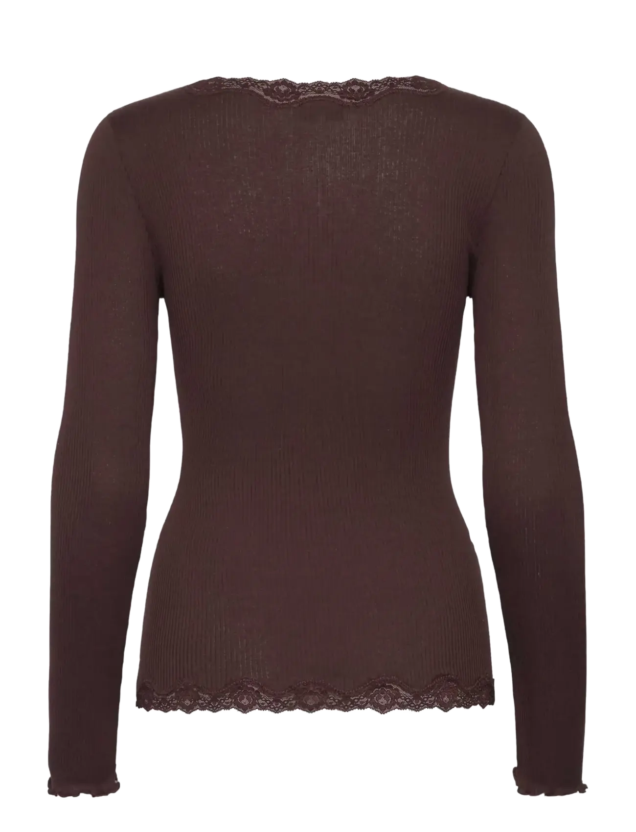 Rosemunde - RWBabette Silk LS V-neck Lace Cardigan - strickjacken - mole - 2