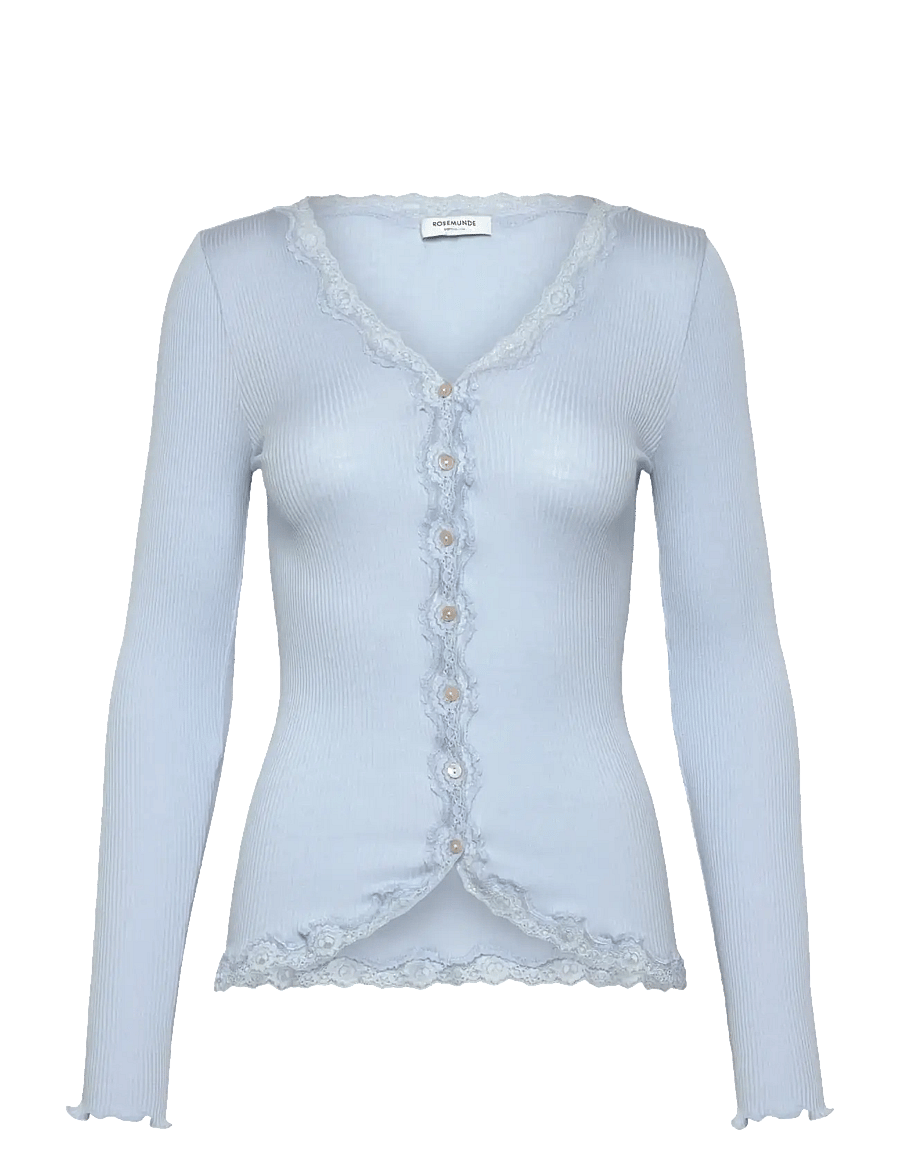 Rosemunde - RWBabette LS V-neck Regular Lace Ca - strickjacken - nantucket blue - 1