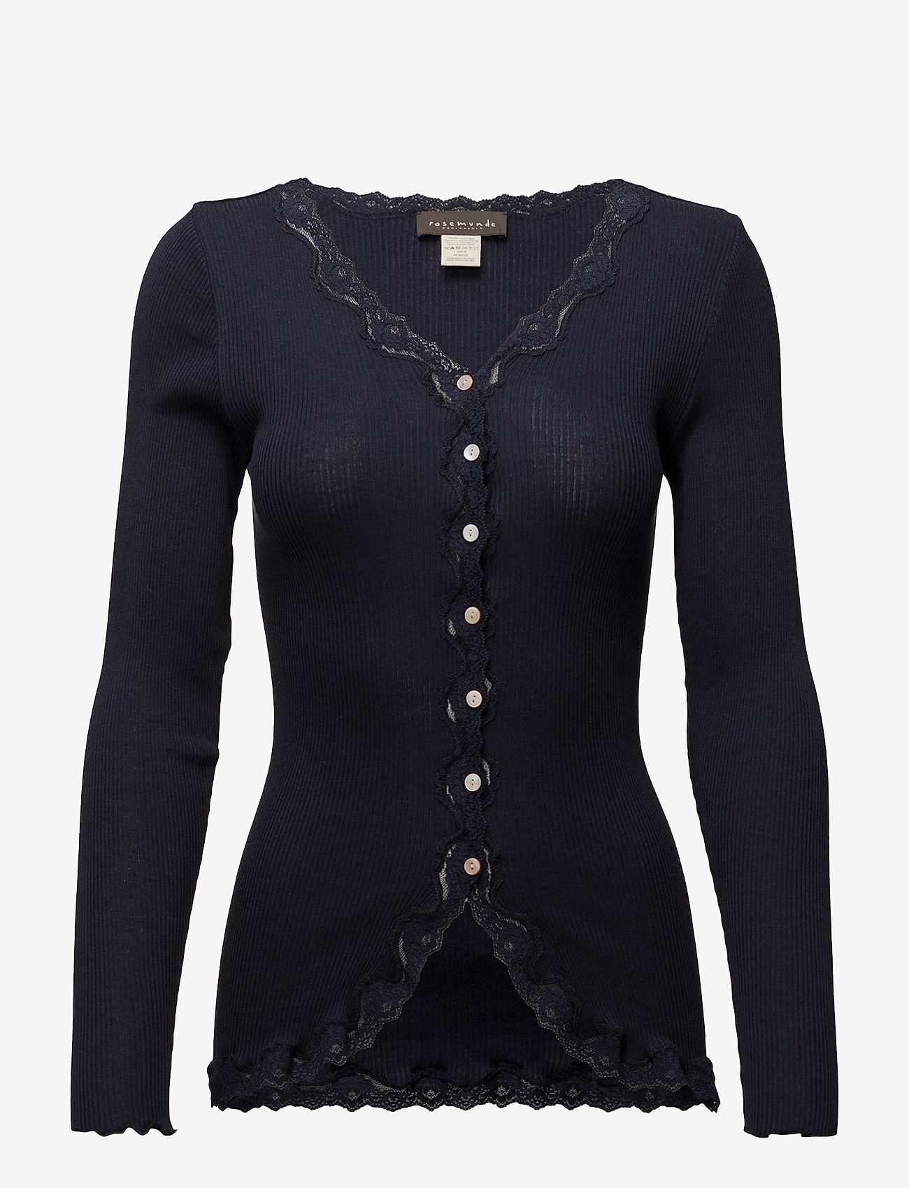 Rosemunde - Silk cardigan w/ lace - swetry rozpinane - navy - 0