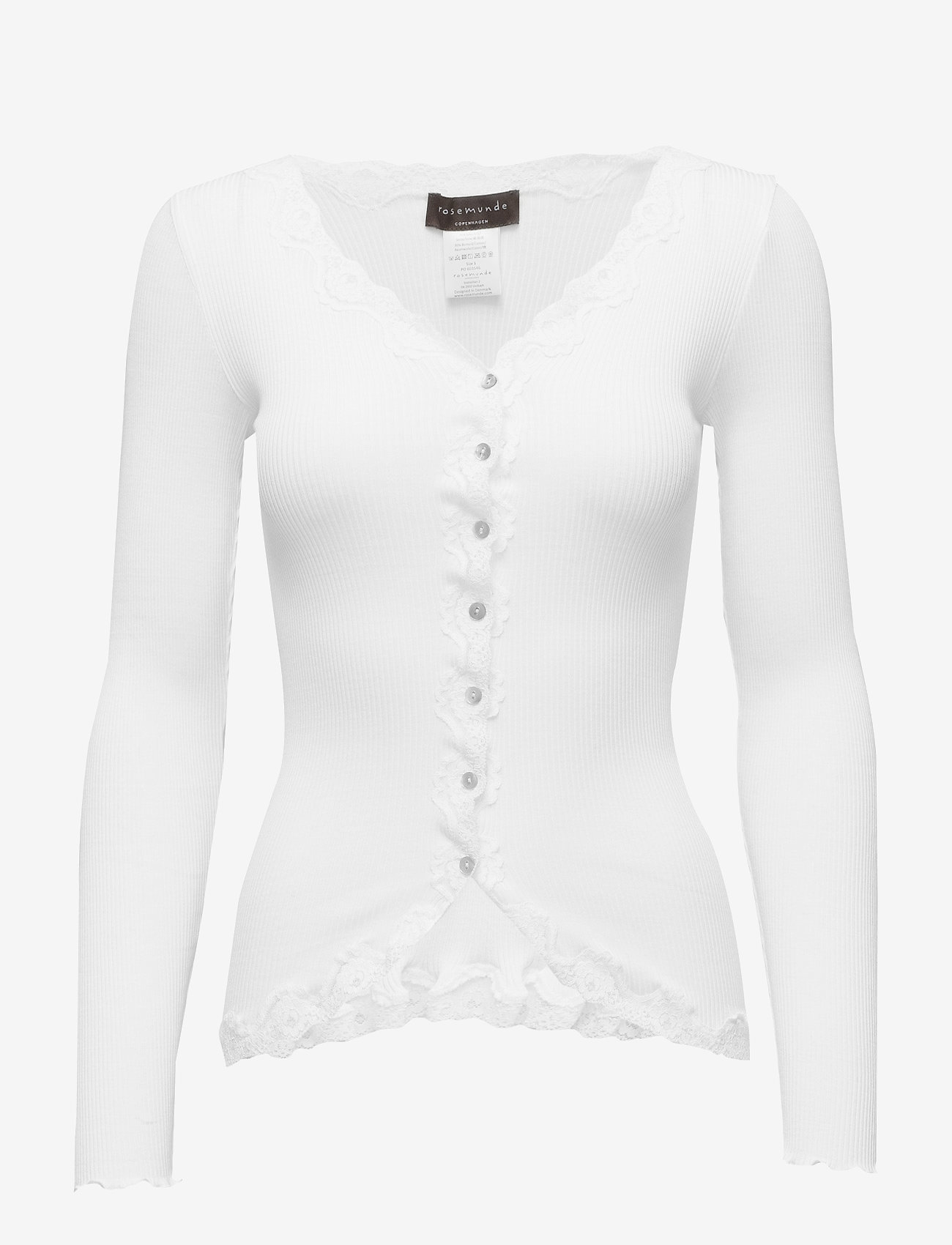 Rosemunde RWBabette Silk LS V-neck Lace Cardi - Cardigans - NEW WHITE / white