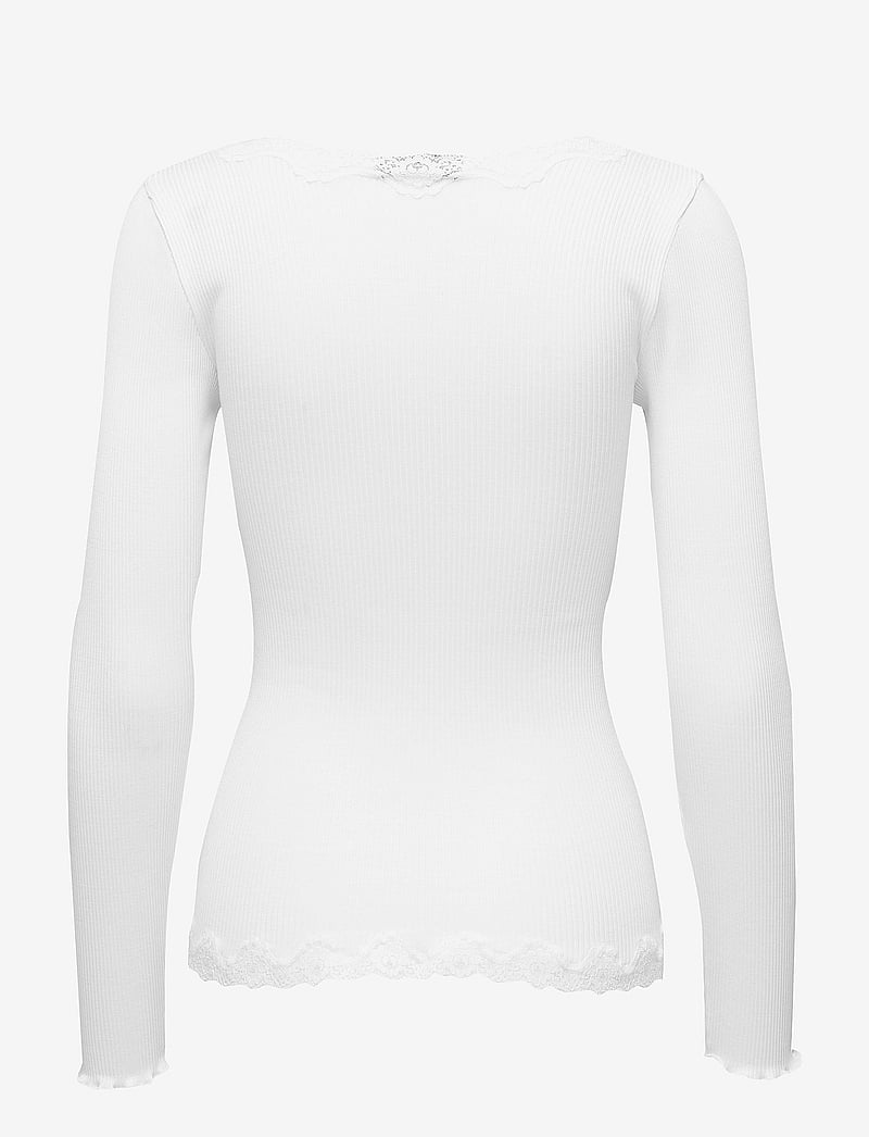 Rosemunde - RWBabette Silk LS V-neck Lace Cardi - cardigans - new white - 1