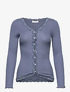 Silk cardigan w/ lace - PARIS BLUE