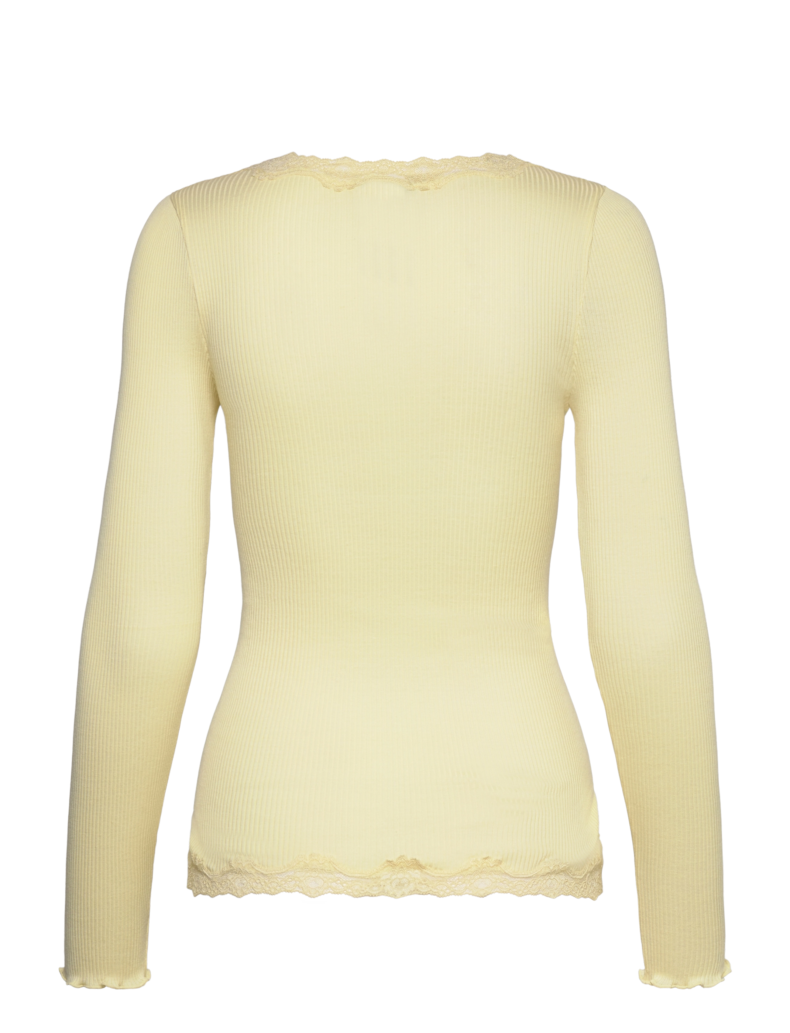 Rosemunde - RWBabette Silk LS V-neck Lace Cardi - gilets - pastel yellow - 1