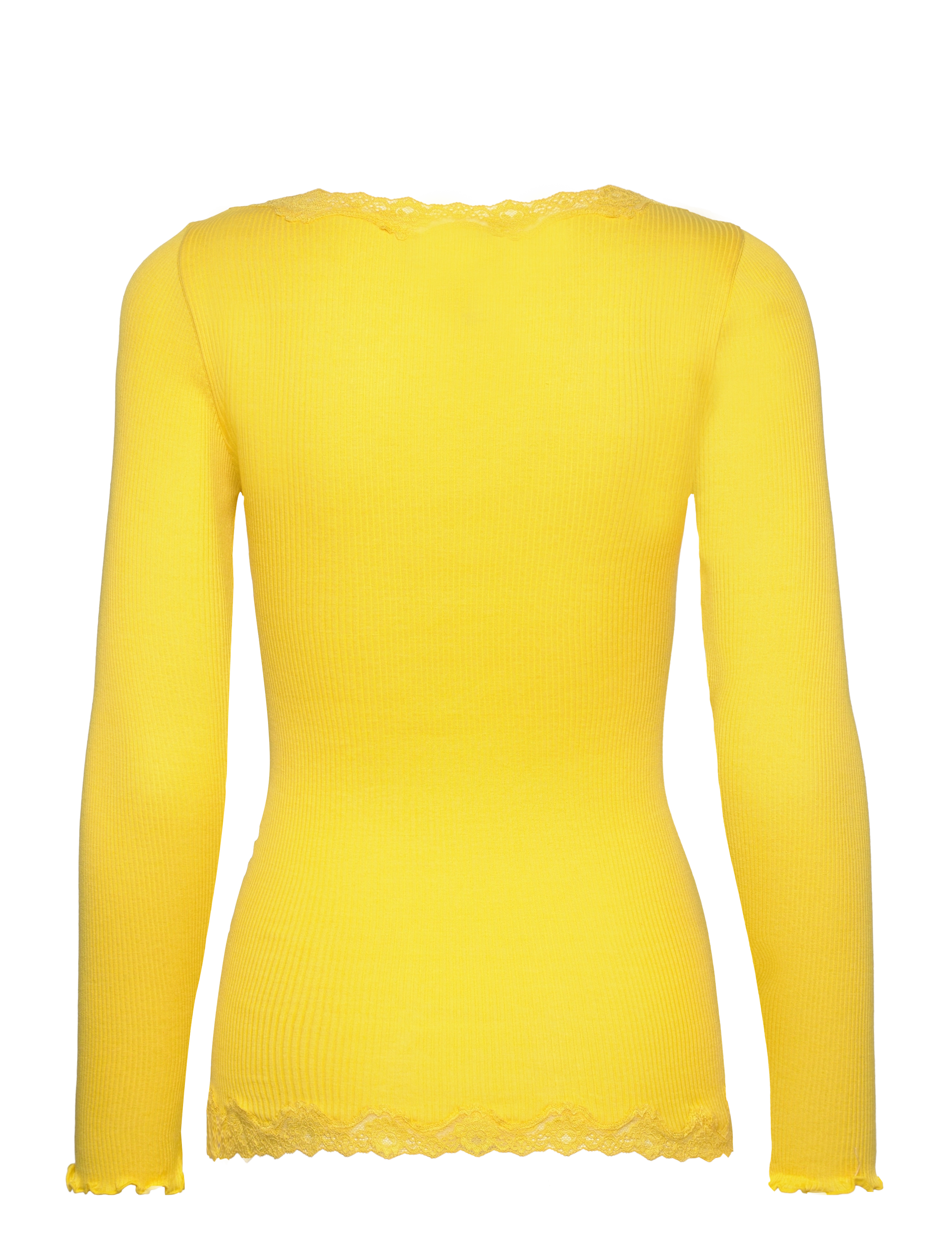Rosemunde - RWBabette Silk LS V-neck Lace Cardi - cardigans - sunshine yellow - 1