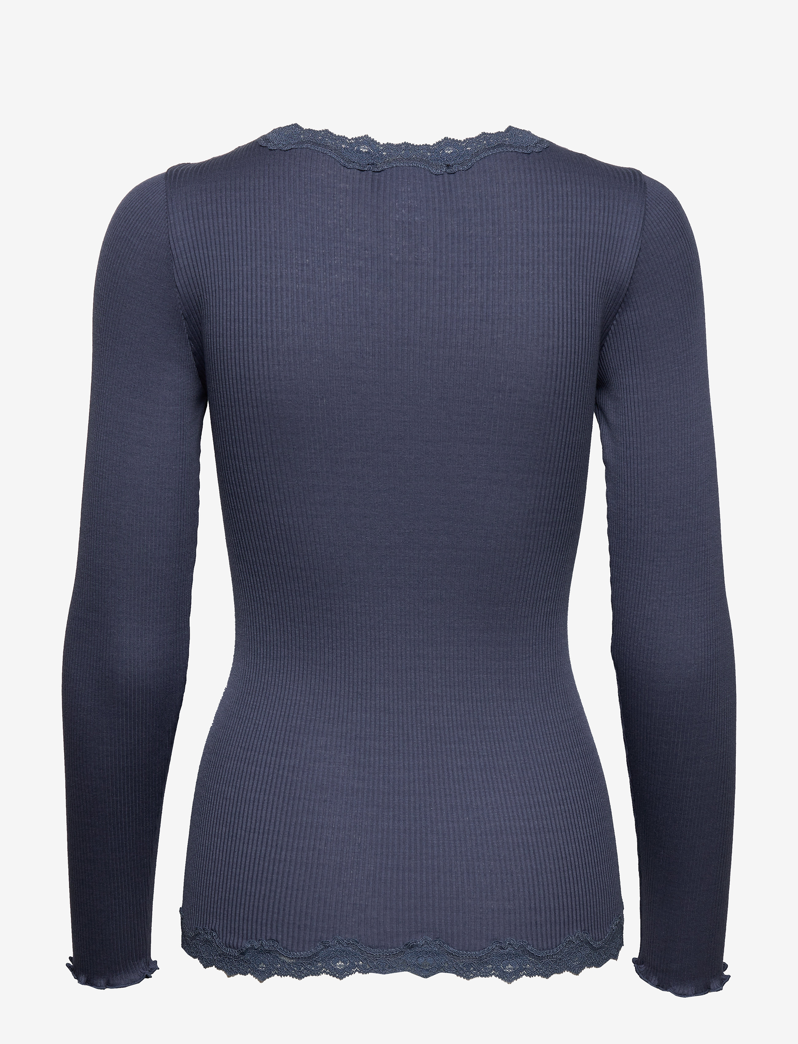 Rosemunde - RWBabette Silk LS V-neck Lace Cardi - cardigans - true navy - 2