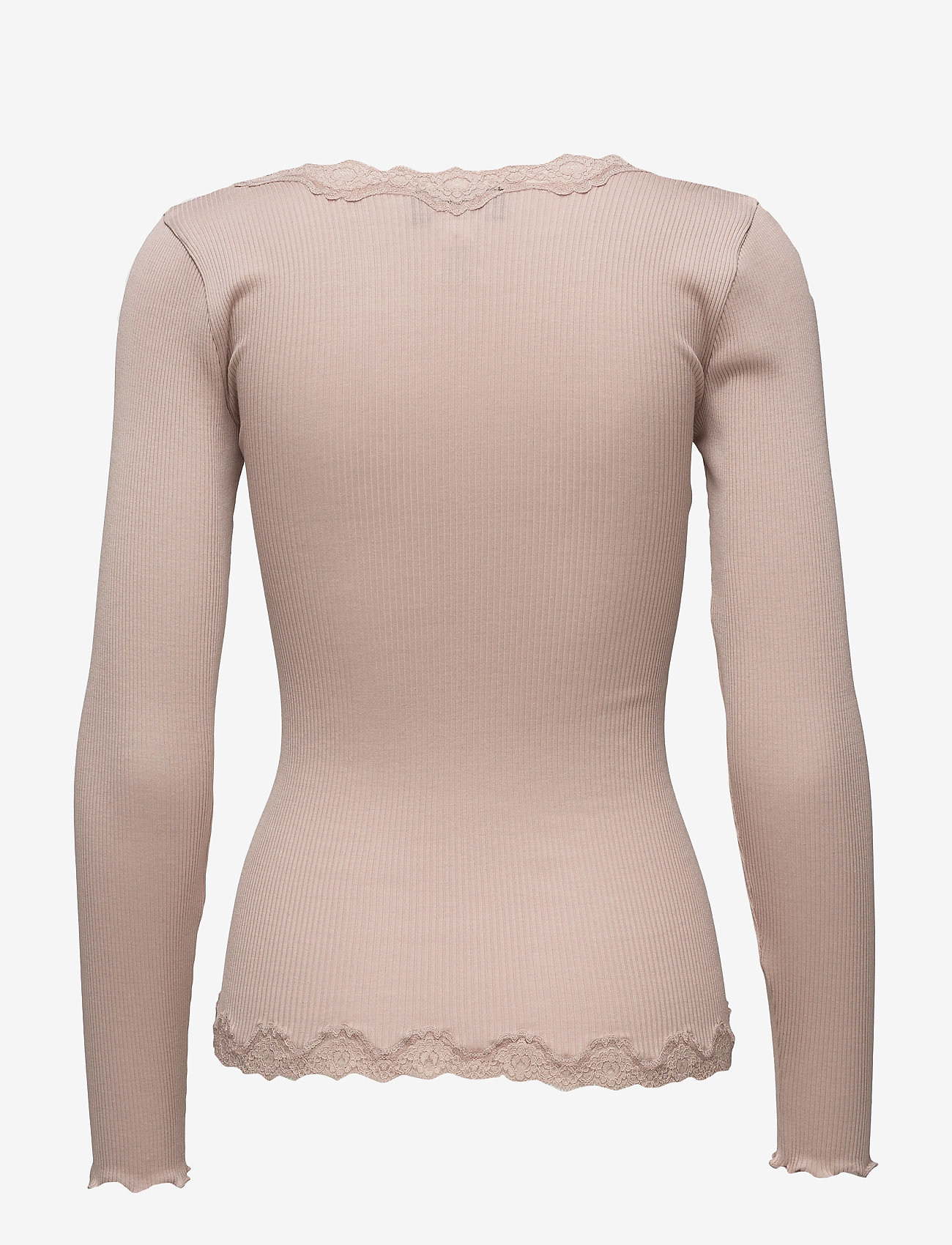 Rosemunde - RWBabette Silk LS V-neck Lace Cardi - koftor - vintage powder - 2