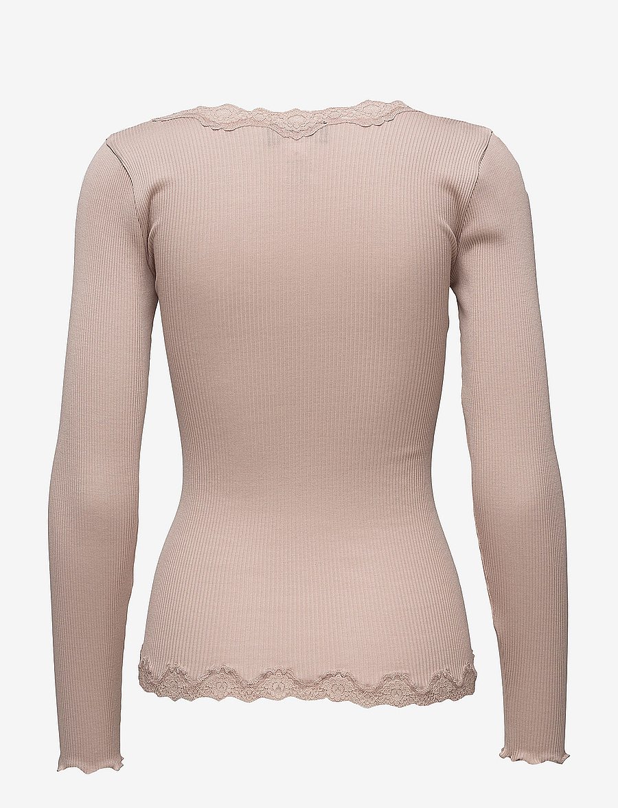 Rosemunde - RWBabette Silk LS V-neck Lace Cardigan - strickjacken - vintage powder - 2