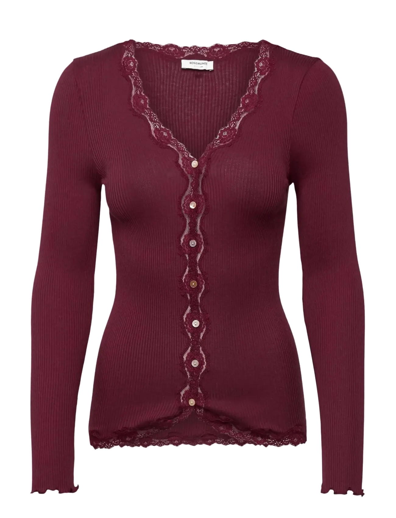Rosemunde RWBabette Silk LS V-neck Lace Cardigan - Neuleet - WINDSOR WINE / burgundy