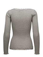 Rosemunde - Silk cardigan w/ lace - cardigans - light grey melange - 1