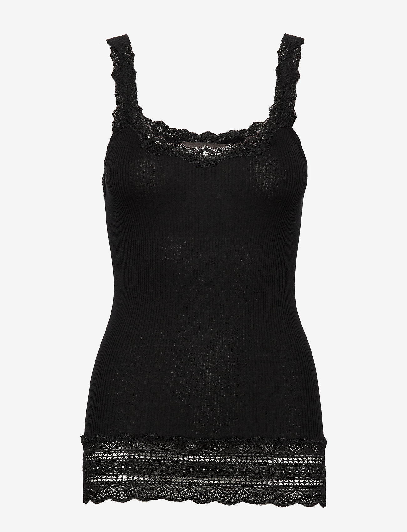 Rosemunde - Silk top regular w/wide lace - black - 0