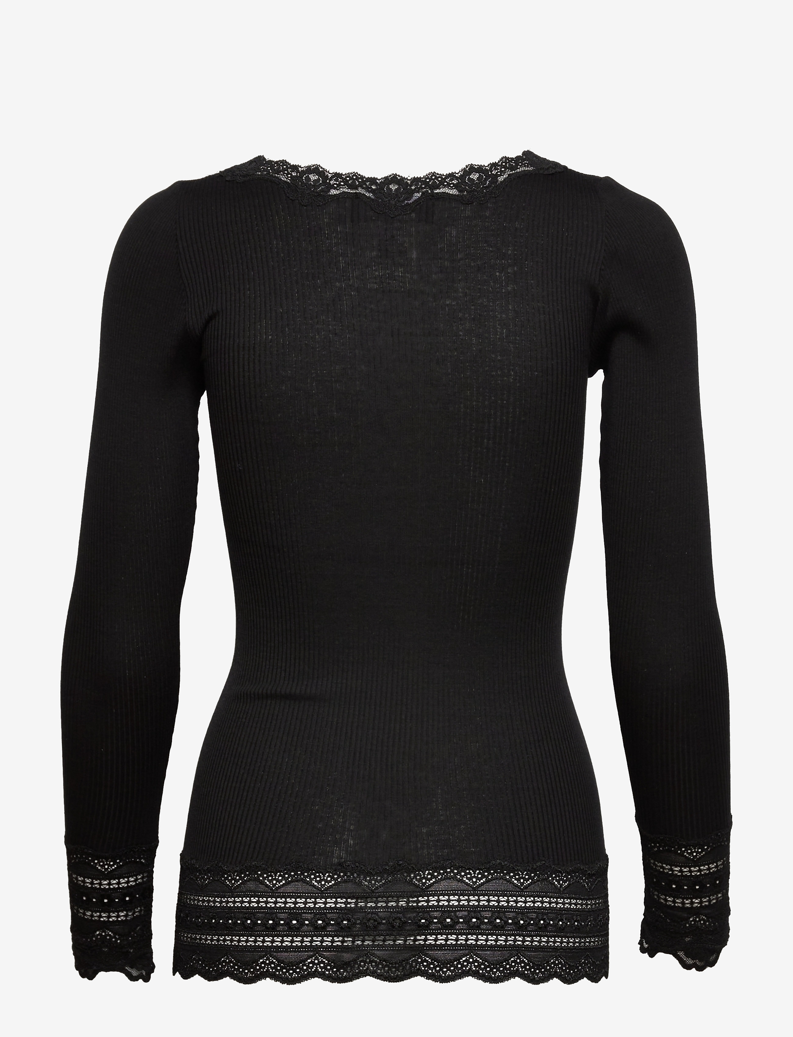 Rosemunde - Silk cardigan ls w/wide lace - black - 1