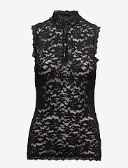 Rosemunde - Full lace top w/ buttons - mouwloze tops - black - 0