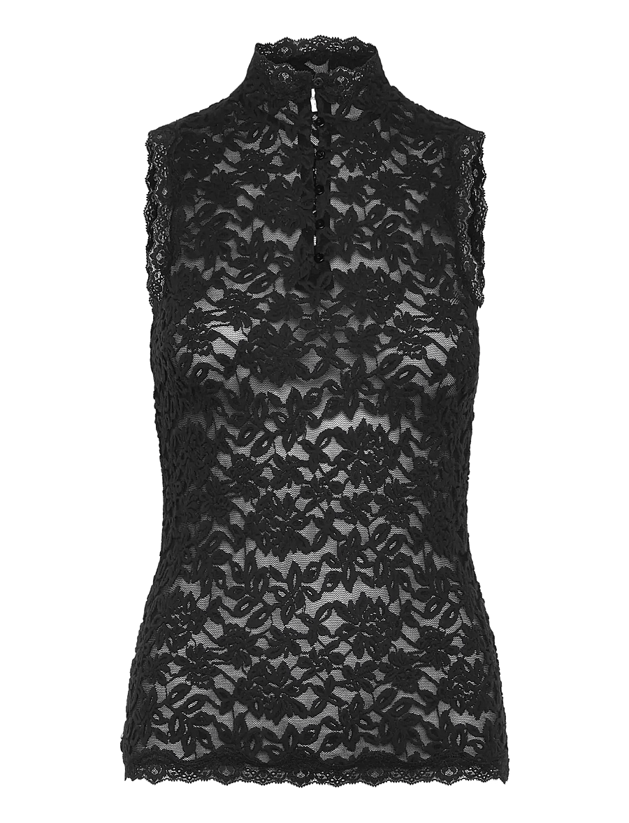 Rosemunde - RWDelicia SL Lace Top - tanktops - black - 1