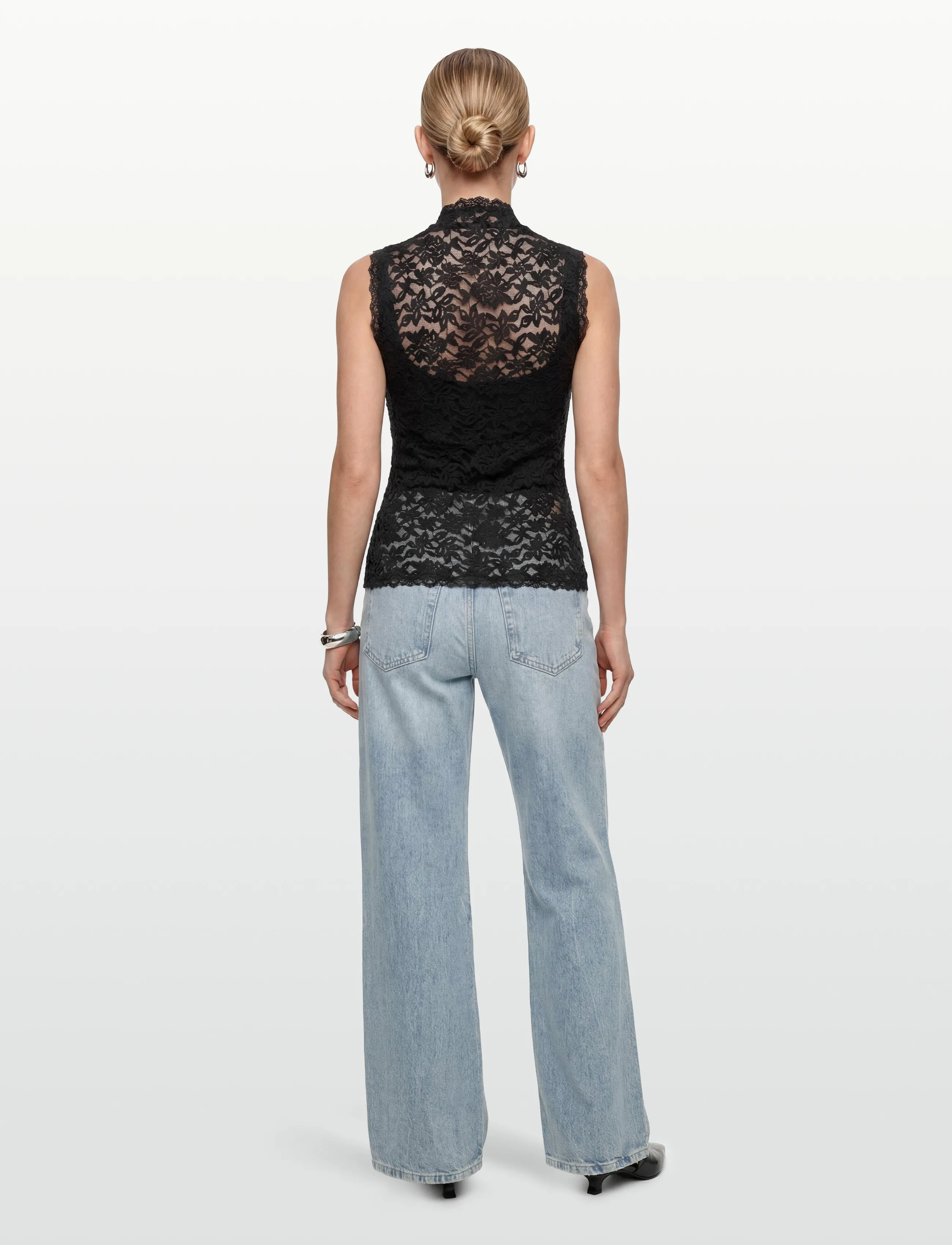 Rosemunde - Full lace top w/ buttons - black - 4