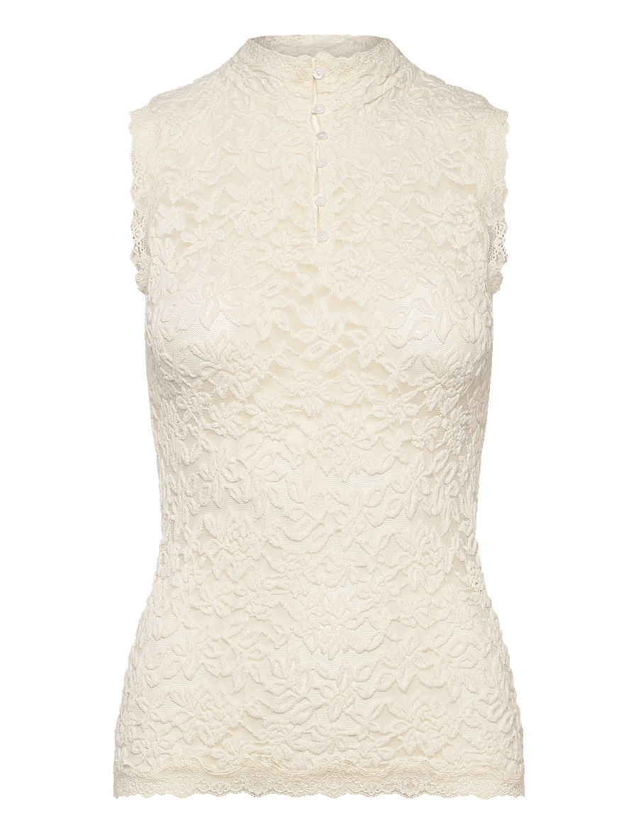 Rosemunde - RWDelicia SL Lace Top - sleeveless tops - cloud dancer - 0