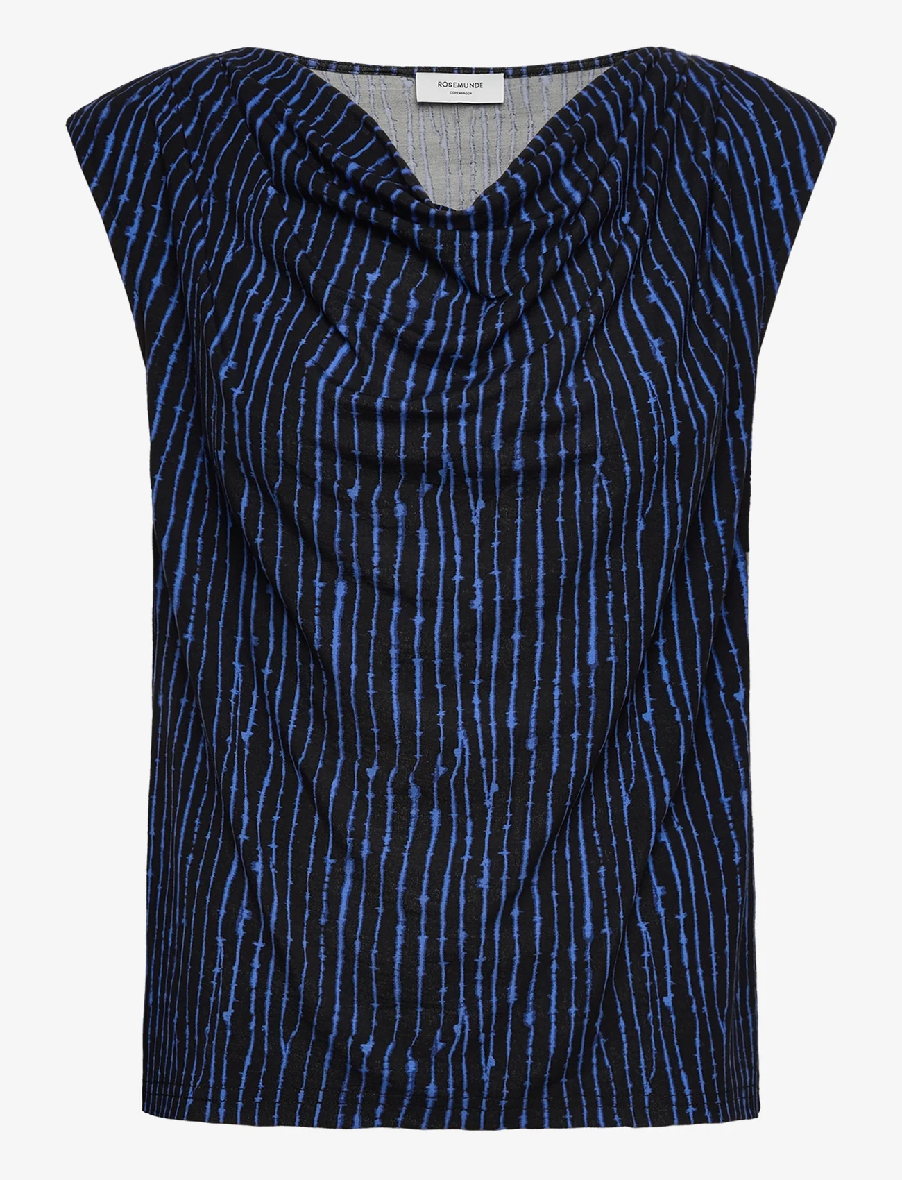 Rosemunde - Viscose t-shirt - mouwloze tops - blue uneven stripe print - 0