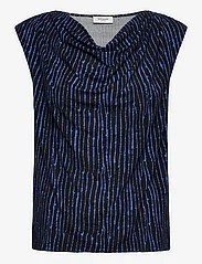 Rosemunde - Viscose t-shirt - sleeveless tops - blue uneven stripe print - 0